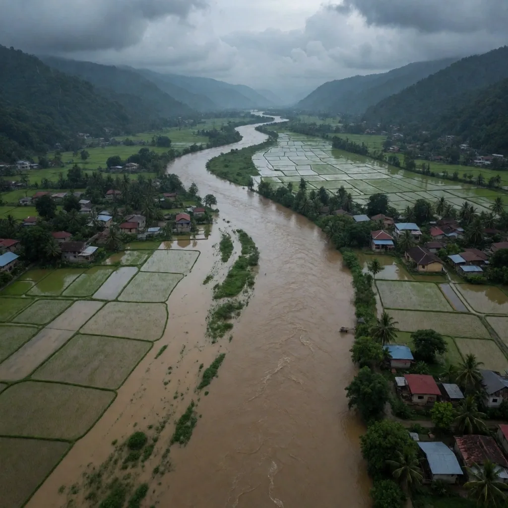 Inundaciones en región de Nepal vistas desde el aire