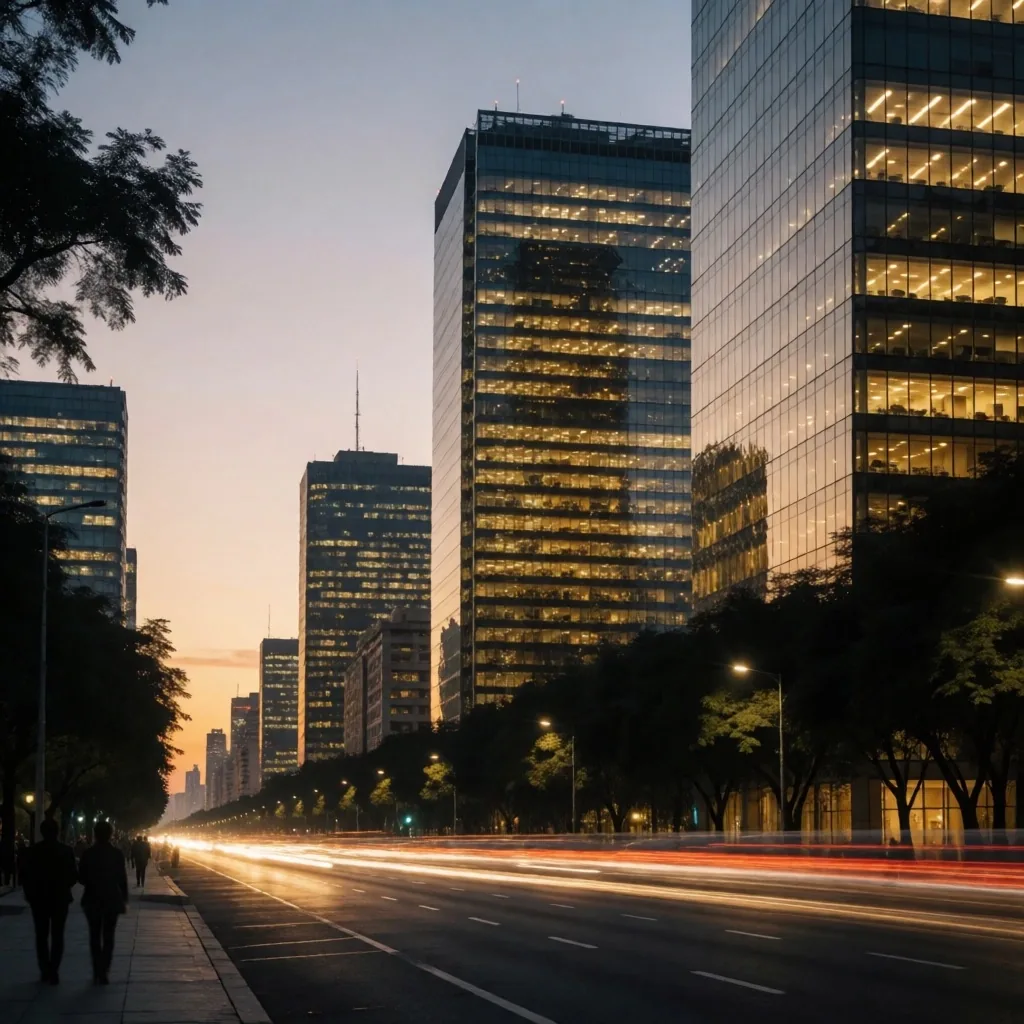 Skyline de Ciudad de México al anochecer
